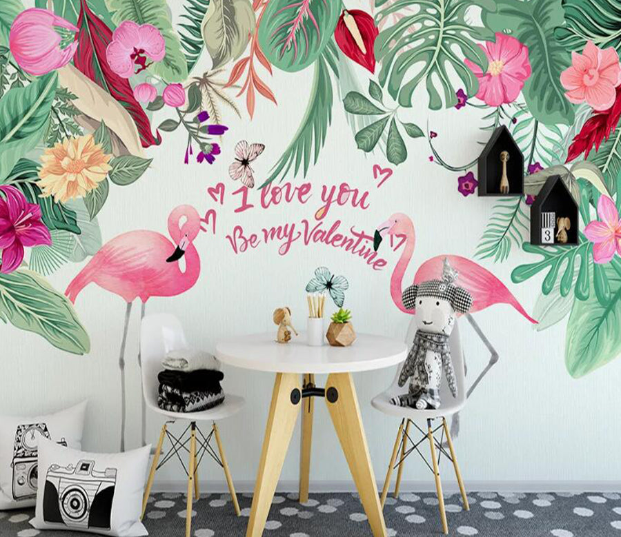3D Flower Flamingo WC1940 Wall Murals