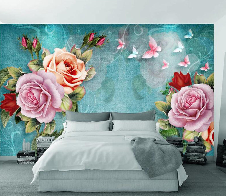 3D Butterfly Rose WC1609 Wall Murals