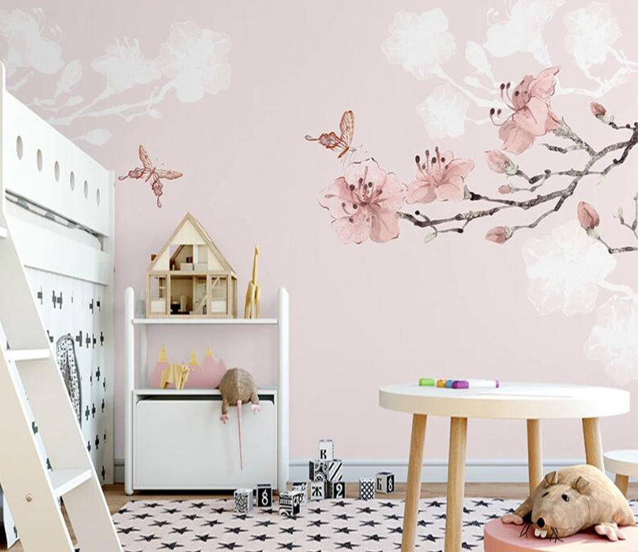 3D Plum Butterfly WC2257 Wall Murals