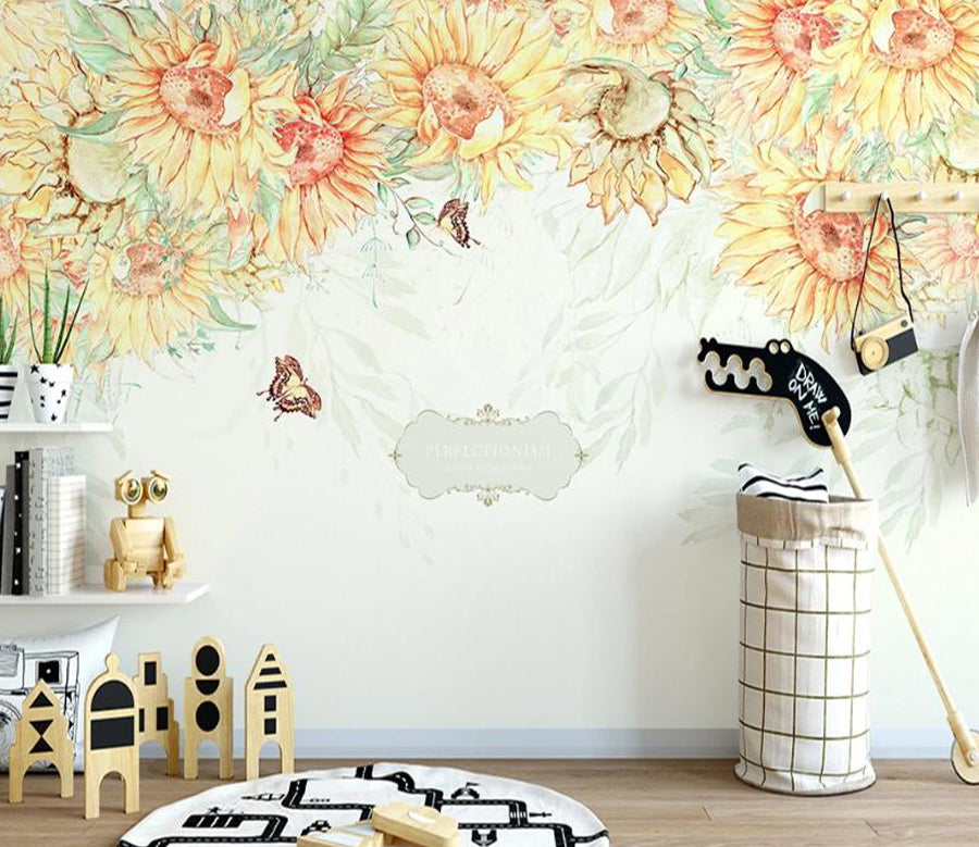 3D Sunflower Flower WC2278 Wall Murals