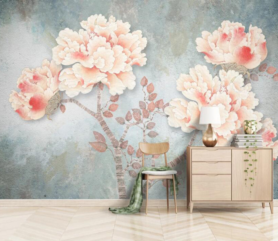 3D Peony Flower WC2410 Wall Murals