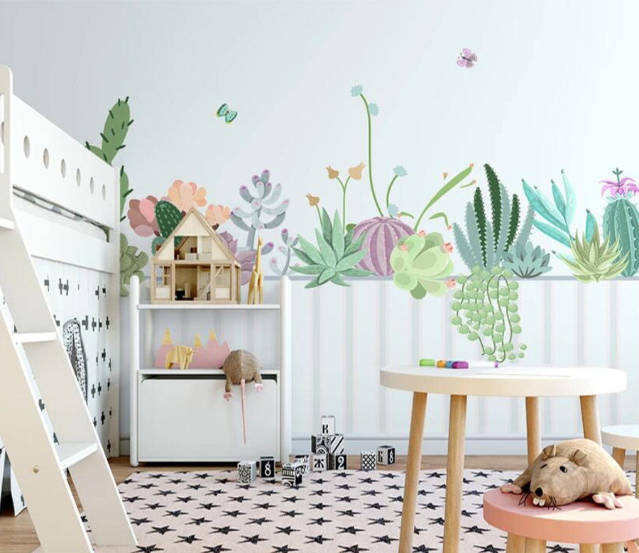 3D Butterfly Cactus WG1136 Wall Murals