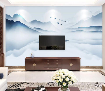 3D Lake Fog Bird WC1947 Wall Murals