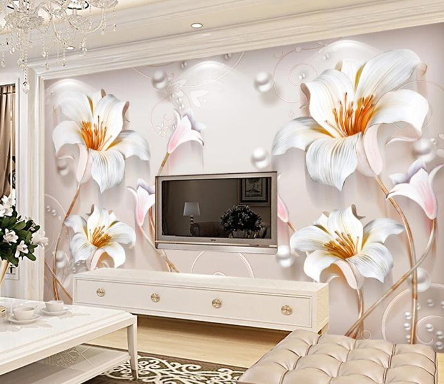 3D Lily Blossom WC1429 Wall Murals