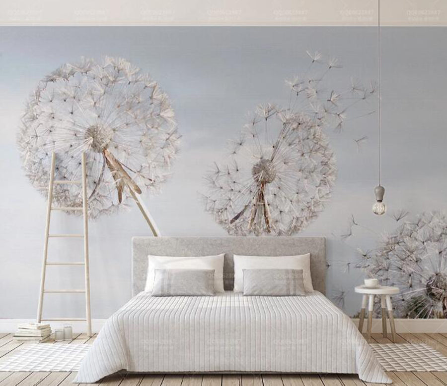 3D White Dandelion WC1369 Wall Murals