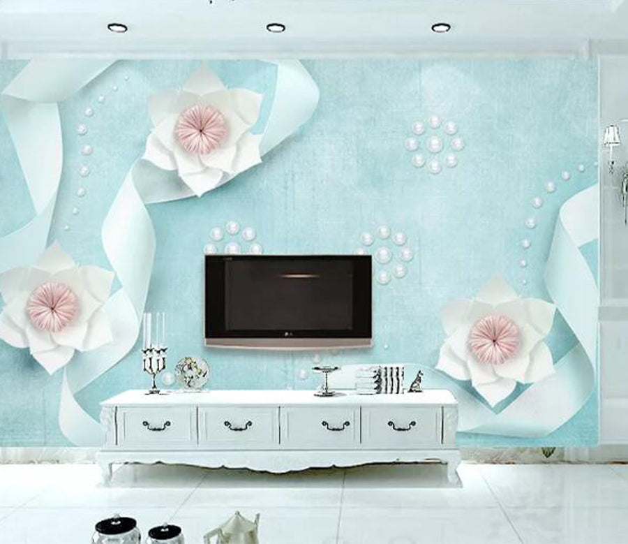 3D Pearl Ribbon WG630 Wall Murals