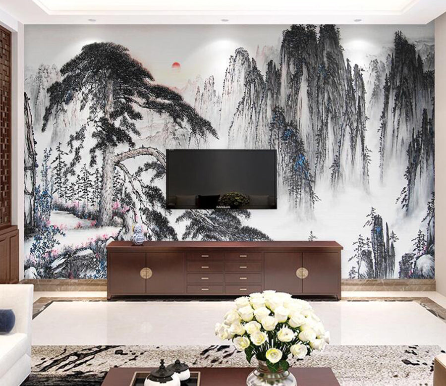 3D Mountain Cliff WC1743 Wall Murals