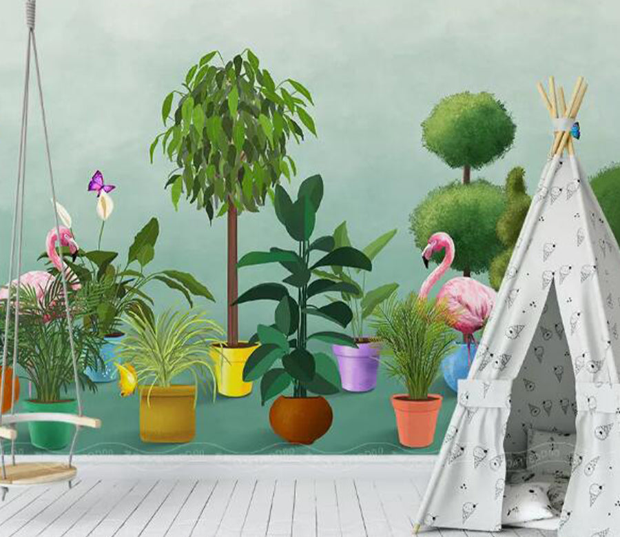 3D Plant Flamingo WG744 Wall Murals