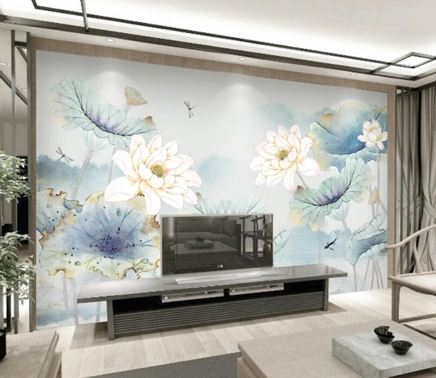 3D Lotus Pond Fish WC1814 Wall Murals