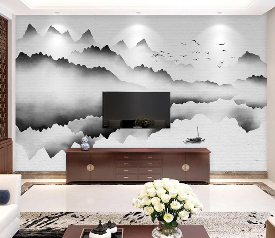 3D Bird Mountain WC1732 Wall Murals