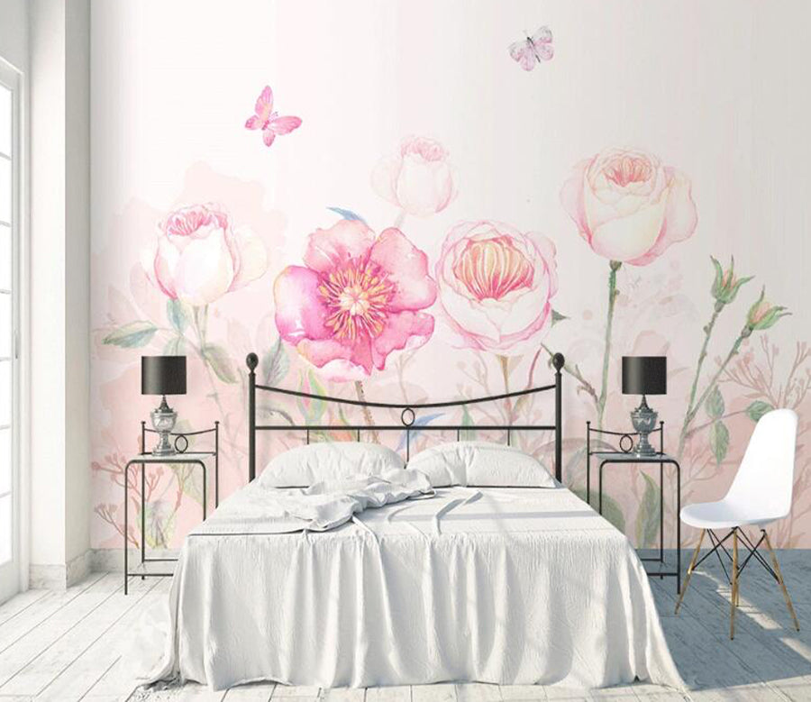 3D Butterfly Rose WC1687 Wall Murals