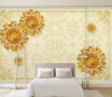 3D Golden Pattern WC1363 Wall Murals