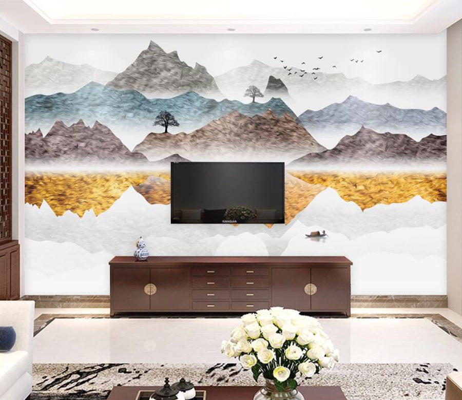 3D Hillside Tree WC2414 Wall Murals