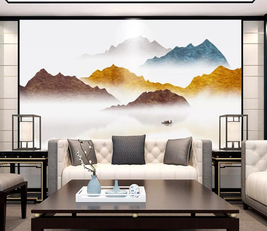 3D Gold Mountain WC2526 Wall Murals