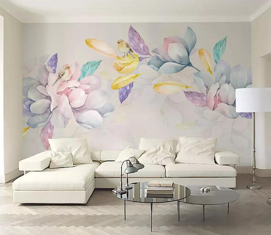 3D Water Lily Bird WG500 Wall Murals