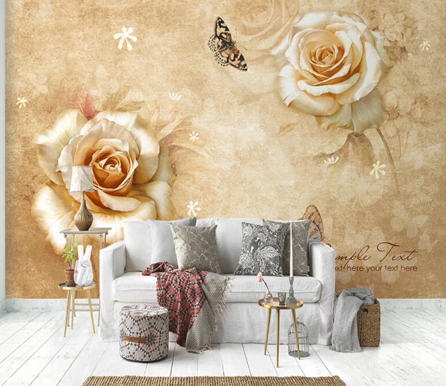 3D Rose Butterfly WC1532 Wall Murals