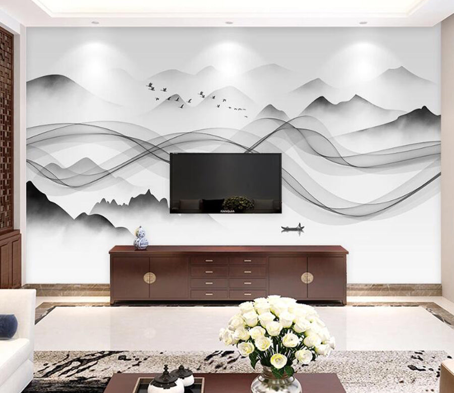 3D Misty Mountain WC1831 Wall Murals