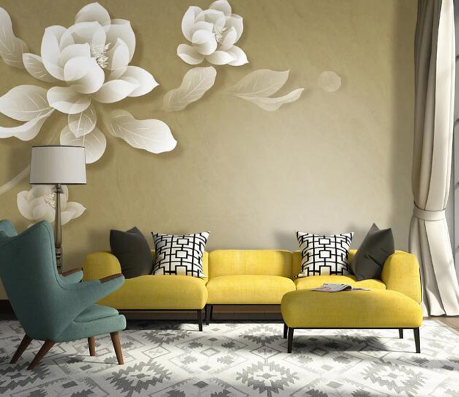 3D White Petals WC1437 Wall Murals