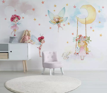 3D Moon Cute Elf WG898 Wall Murals