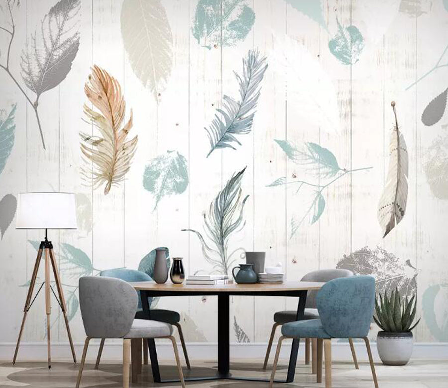 3D Feather Leaf WG896 Wall Murals