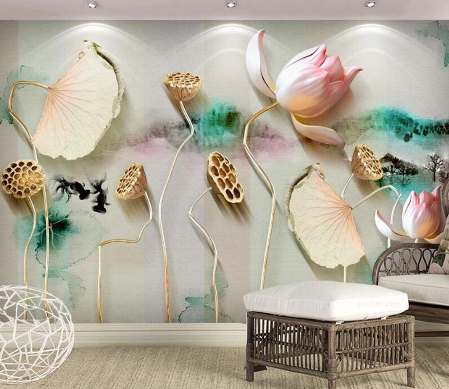 3D Lotus Blossom WC1444 Wall Murals