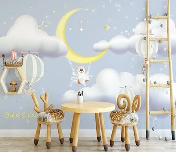 3D Moon White Cloud WC2480 Wall Murals