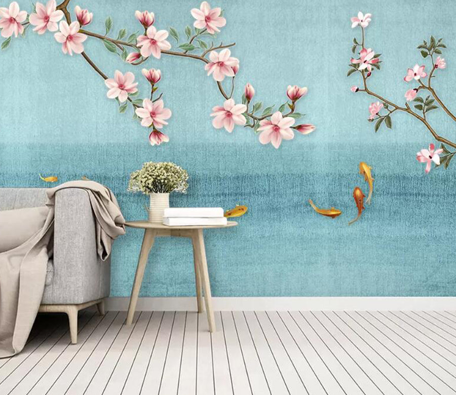 3D Goldfish Plum WC2260 Wall Murals