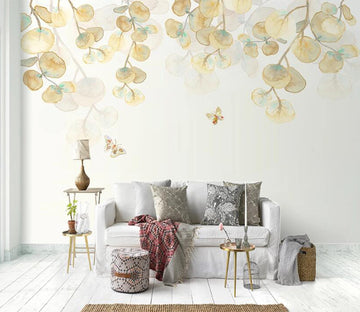 3D Yellow Leaves WC2156 Wall Murals