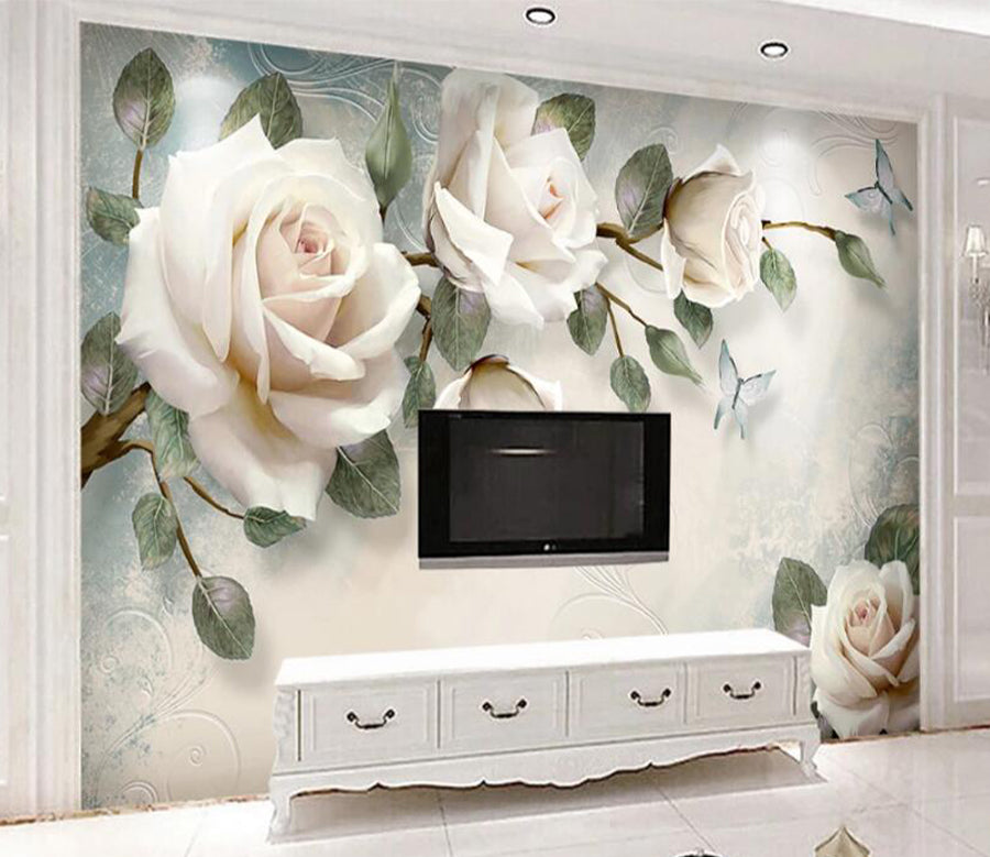 3D White Rose WC1521 Wall Murals