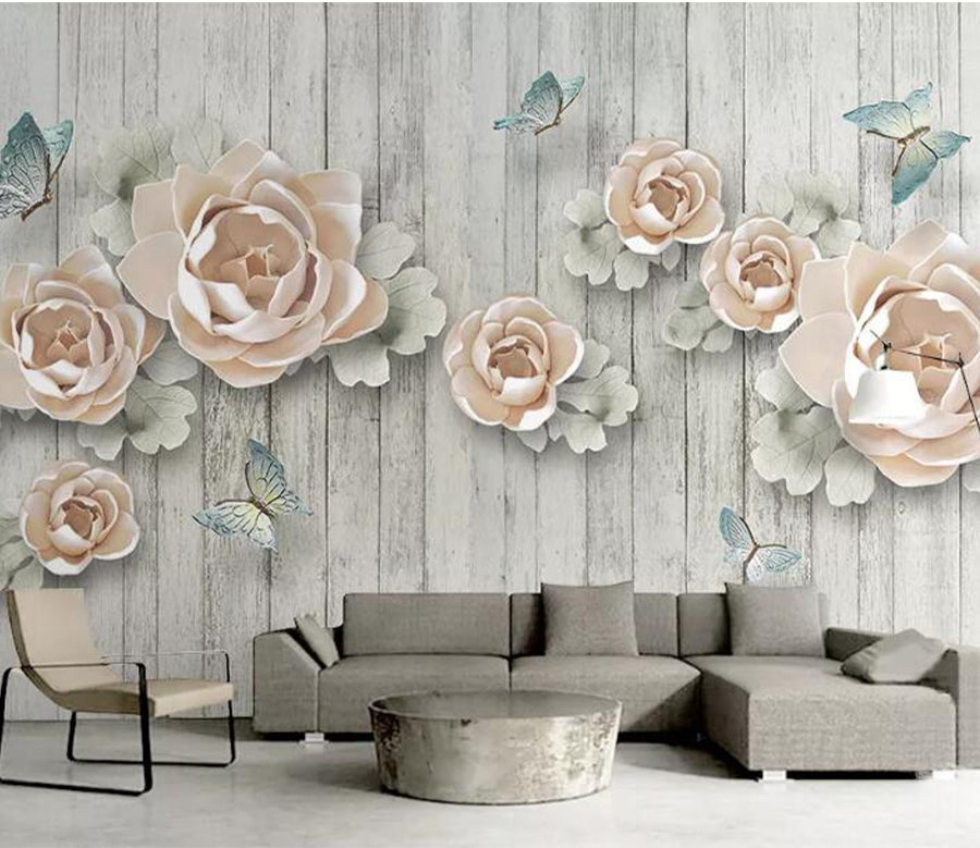 3D Butterfly Flower WG704 Wall Murals