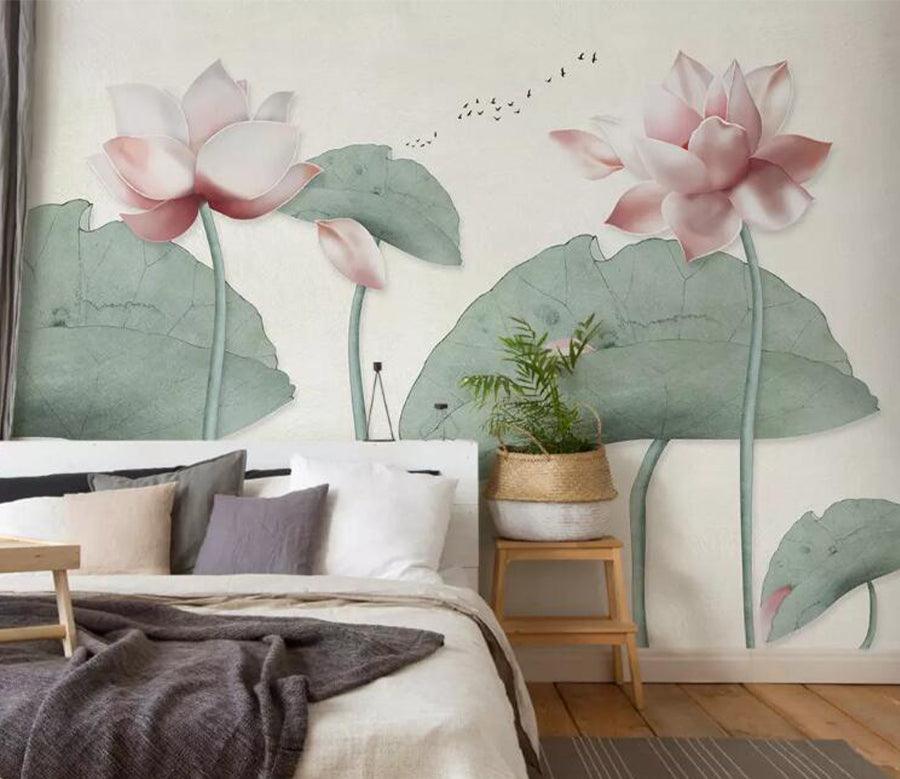 3D Lotus Pond WG916 Wall Murals