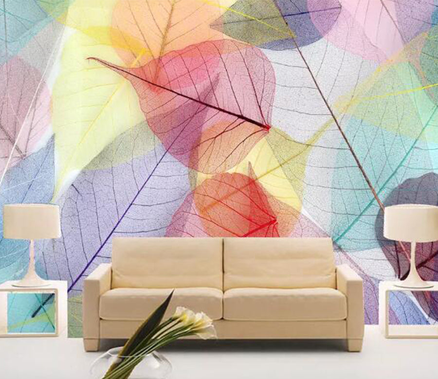 3D Colored Leaves WG661 Wall Murals