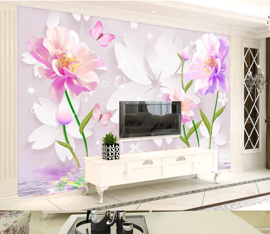 3D Pink Butterfly WC1348 Wall Murals