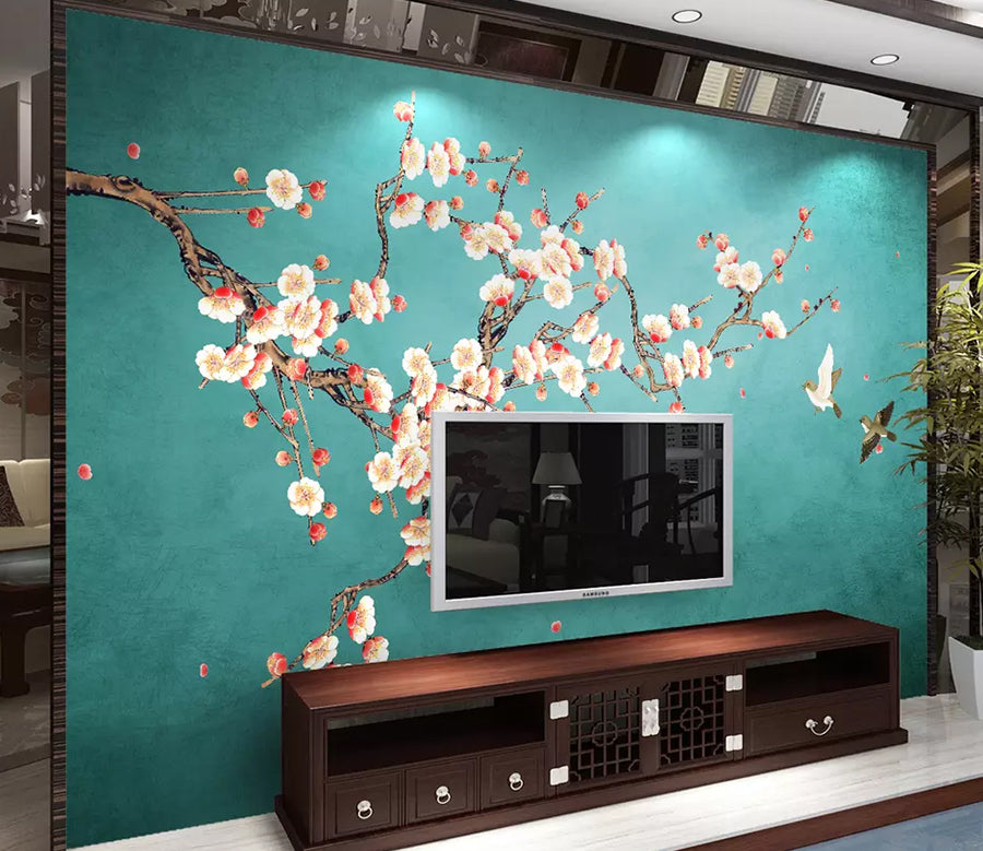 3D Bird Red Plum WG1267 Wall Murals