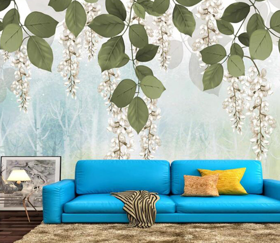 3D Green Leaf WC1385 Wall Murals