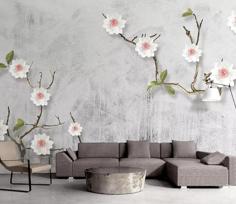 3D White Flower WG638 Wall Murals