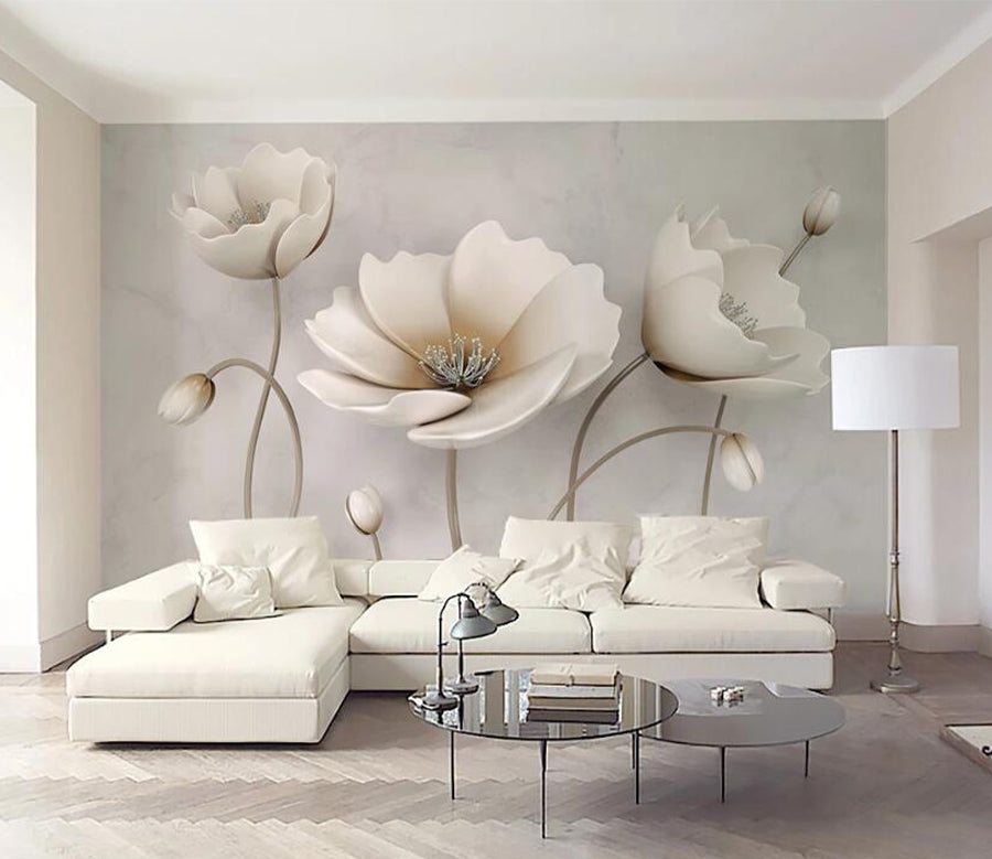 3D White Lotus WC1706 Wall Murals