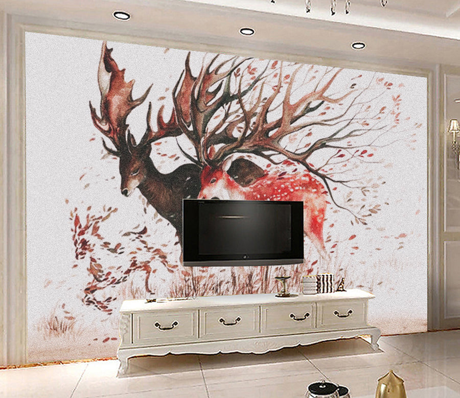 3D Sika Deer Leave WG325 Wall Murals