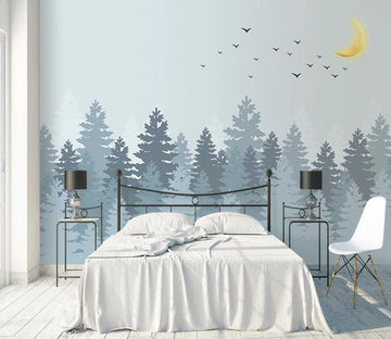 3D Moon Forest WC2153 Wall Murals