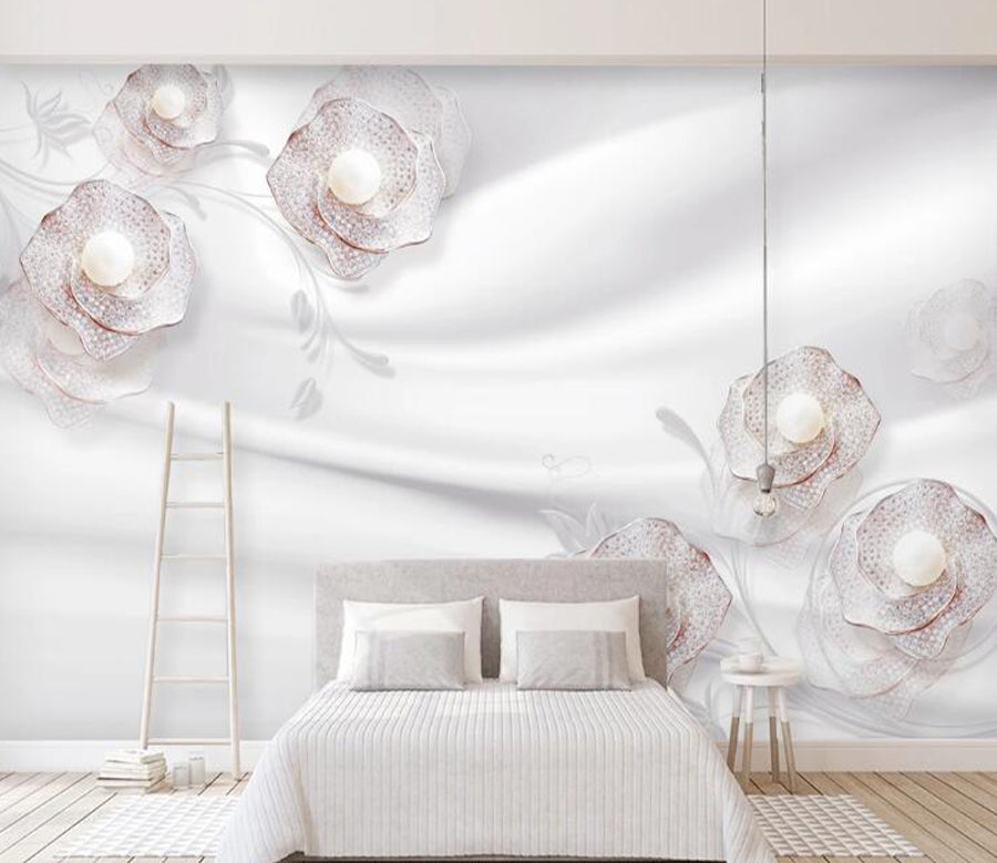 3D White Pearl WC1380 Wall Murals