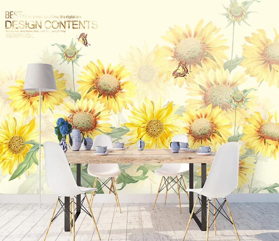 3D Blooming Sunflower WC2418 Wall Murals