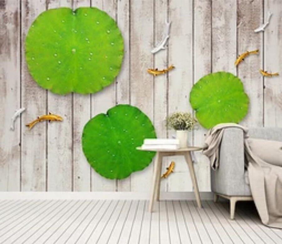 3D Lotus Leaf Fish WG1191 Wall Murals