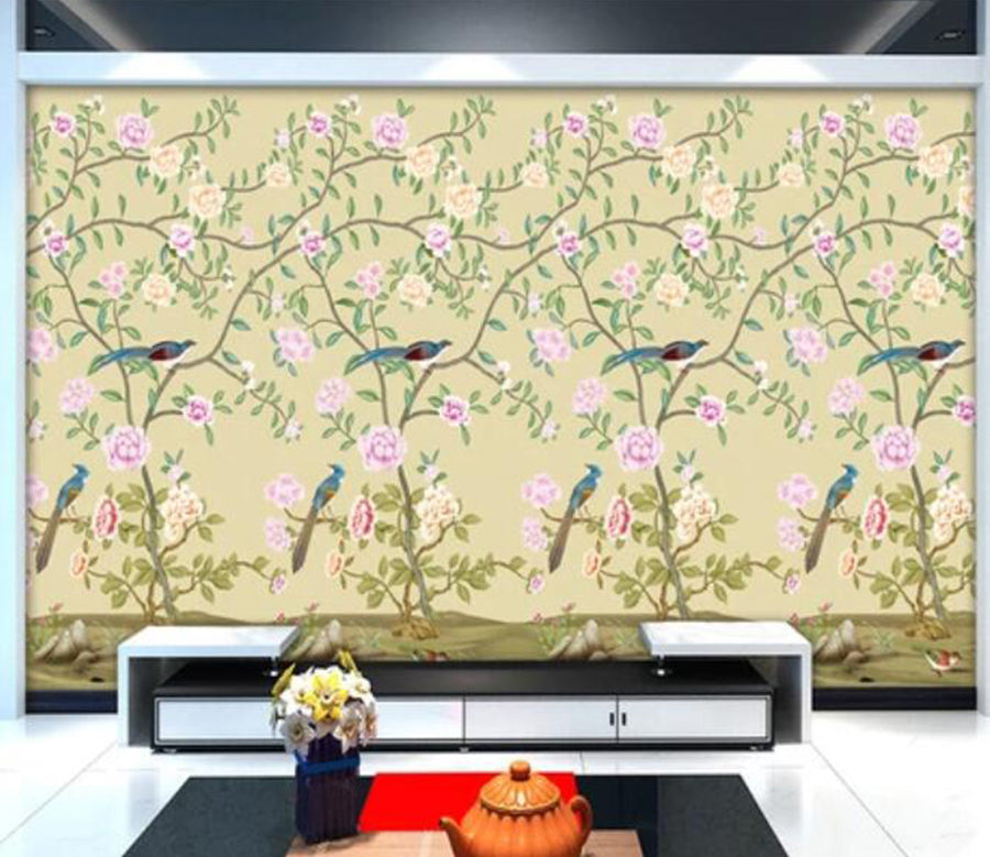 3D Birds And Flower WC1306 Wall Murals