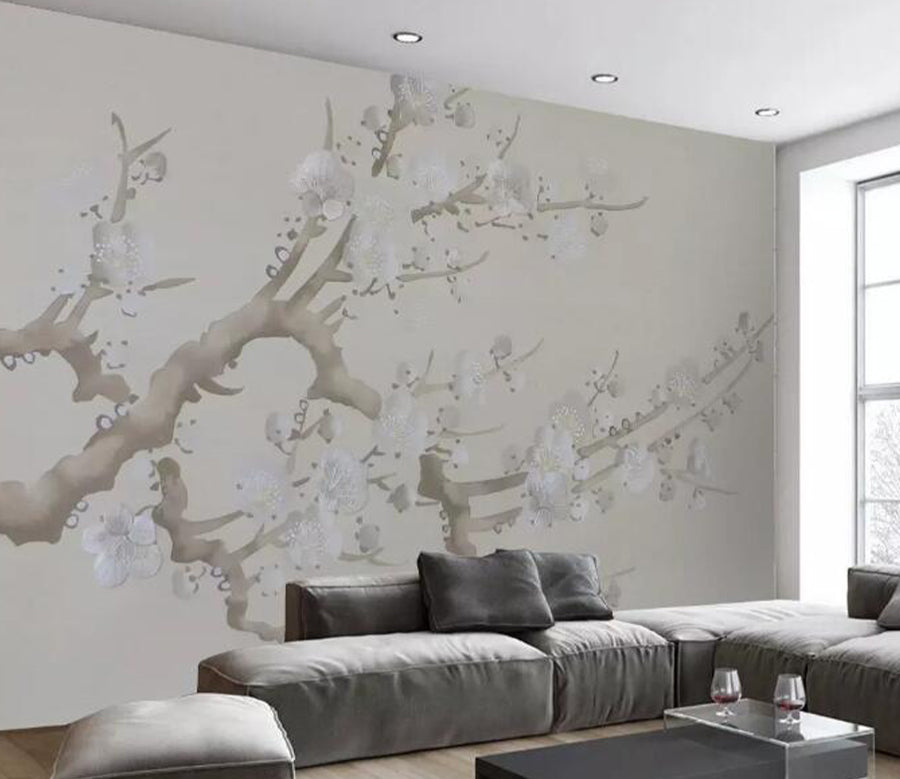 3D White Plum Tree WG507 Wall Murals