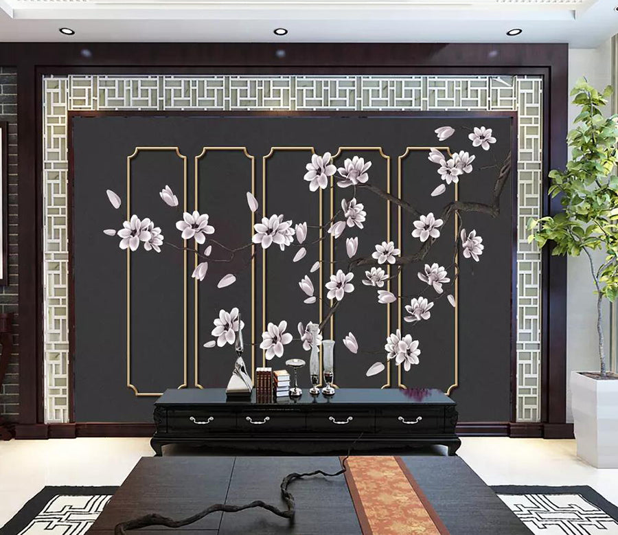 3D White Plum Petals WG1230 Wall Murals