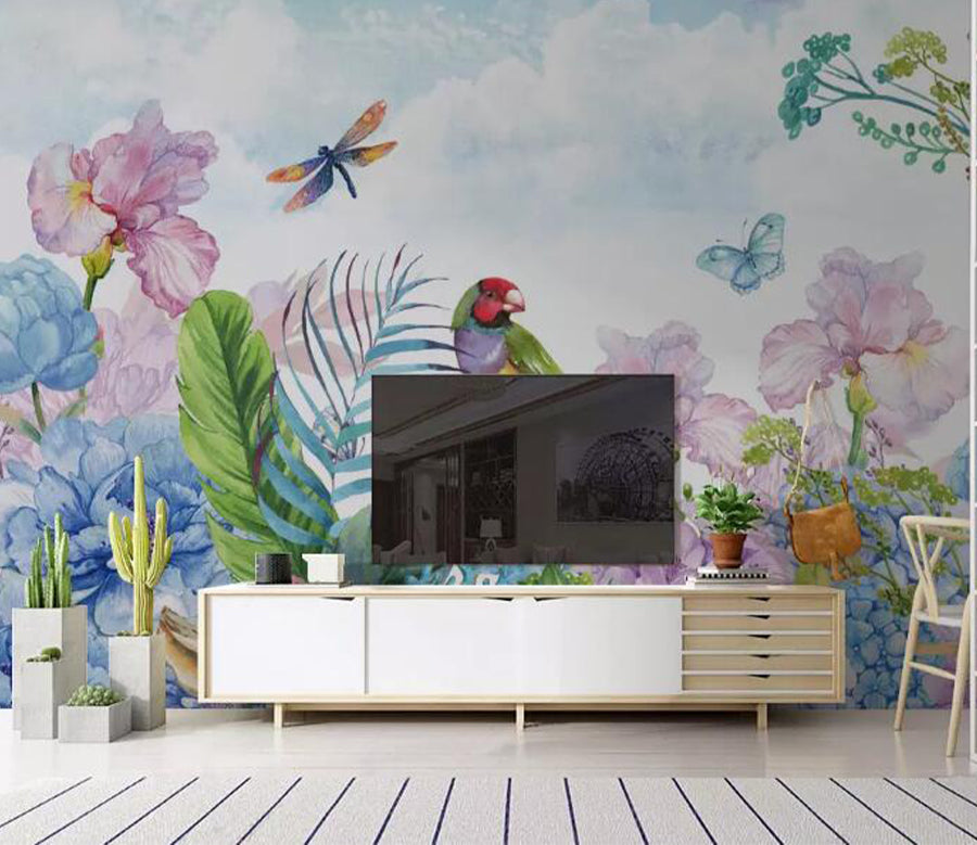 3D Parrot Butterfly WG821 Wall Murals