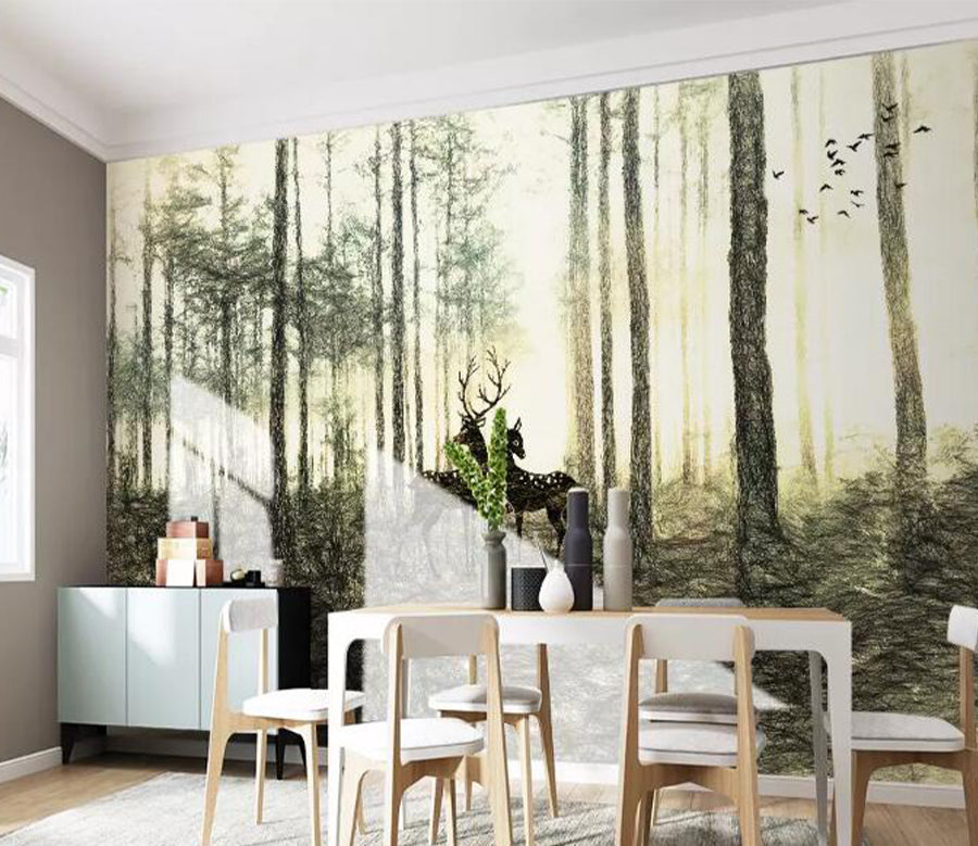 3D Deer Woods WG945 Wall Murals