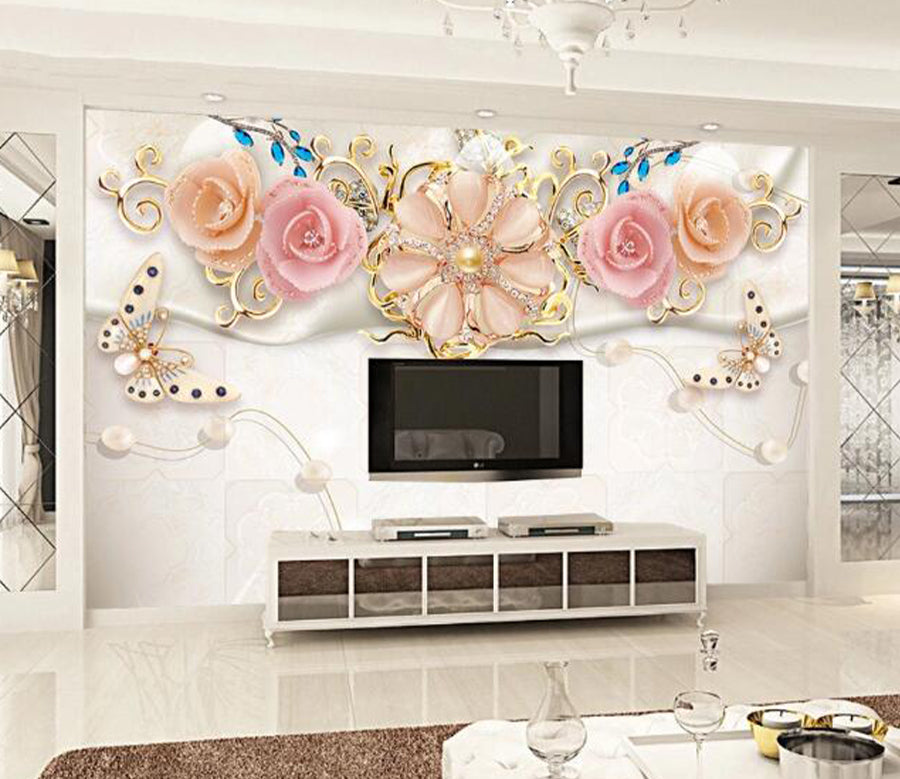 3D Butterfly Rose WC1387 Wall Murals