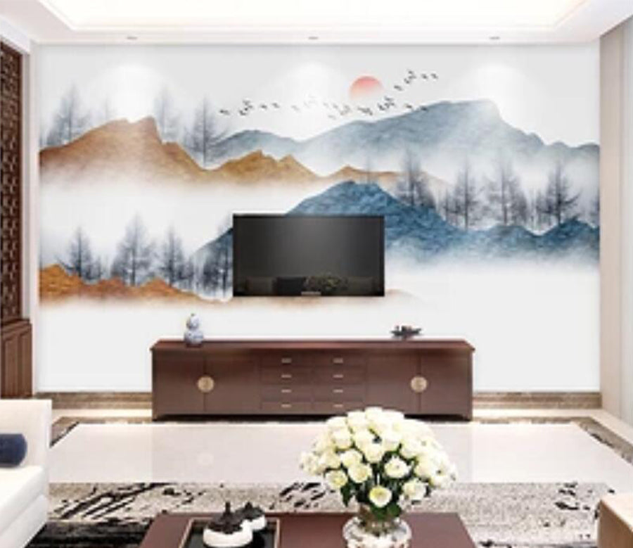 3D Hillside Sun WG1105 Wall Murals