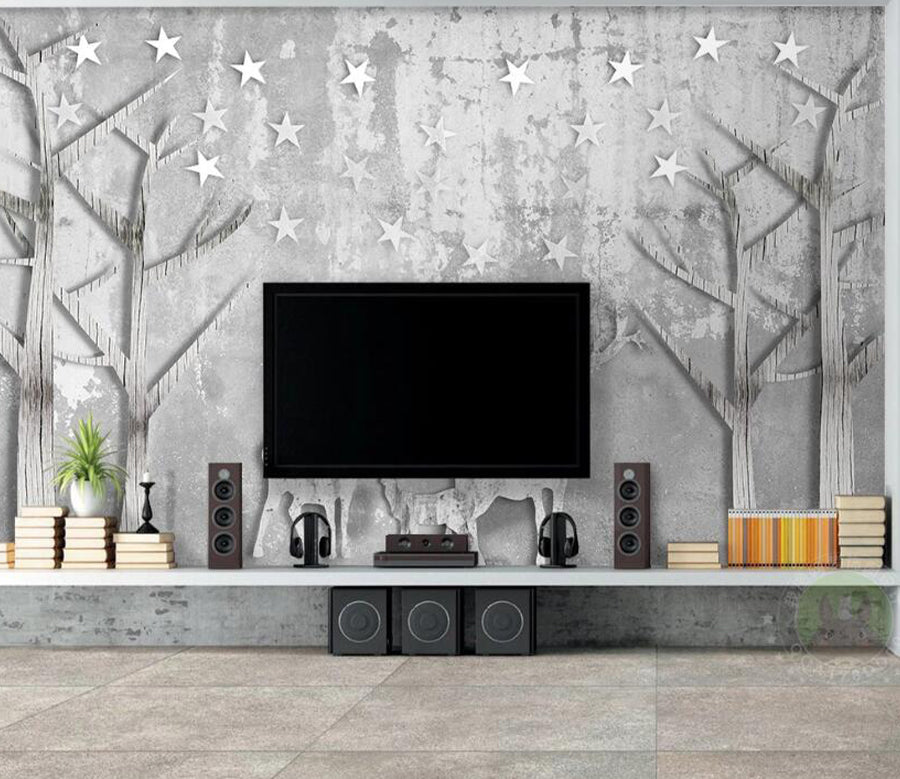 3D Star Deer Tree WC1347 Wall Murals